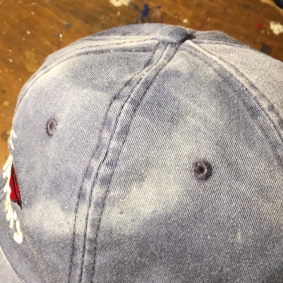 Skipper’s hat full 6 panel adjustable leather back strap boating cap faded blue - Picture 13 of 13